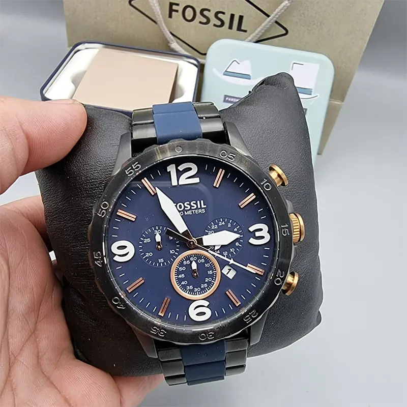 Fossil Nate Chronograph Blue Dial Men's Watch- JR1494